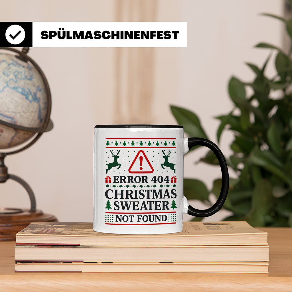 Error 404 Tasse Ugly Christmas Sweater Design für Programmie – Schwarz [farbe:schwarz]