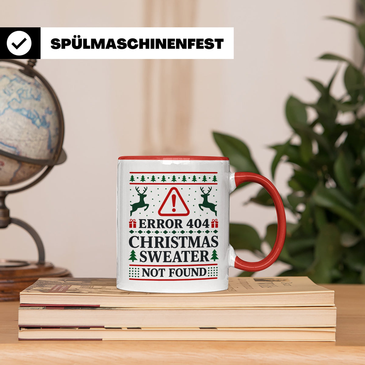 Error 404 Tasse Ugly Christmas Sweater Design für Programmie – Rot [farbe:rot]