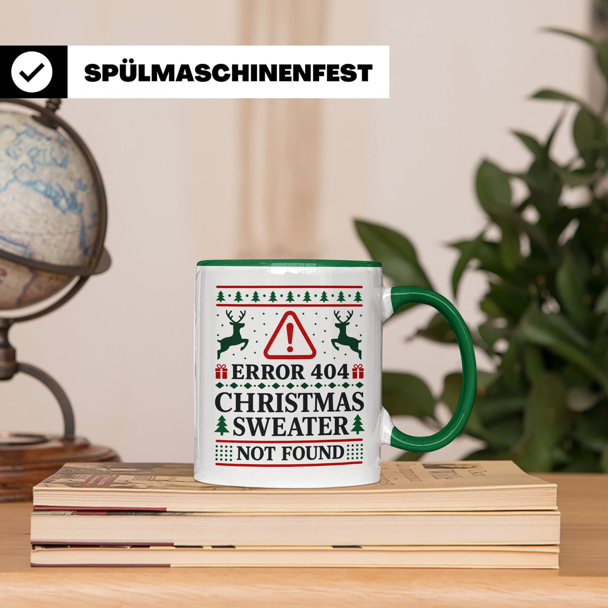 Error 404 Tasse Ugly Christmas Sweater Design für Programmie – Grün [farbe:grün]