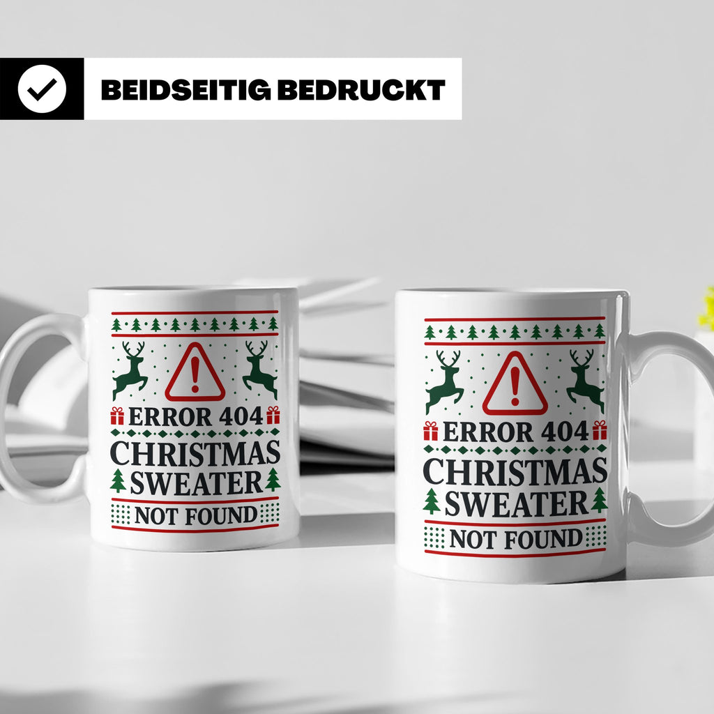 Error 404 Tasse Ugly Christmas Sweater Design für Programmie – Weiß [farbe:weiß]