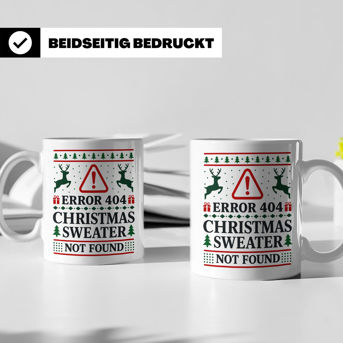 Error 404 Tasse Ugly Christmas Sweater Design für Programmie – Weiß [farbe:weiß]