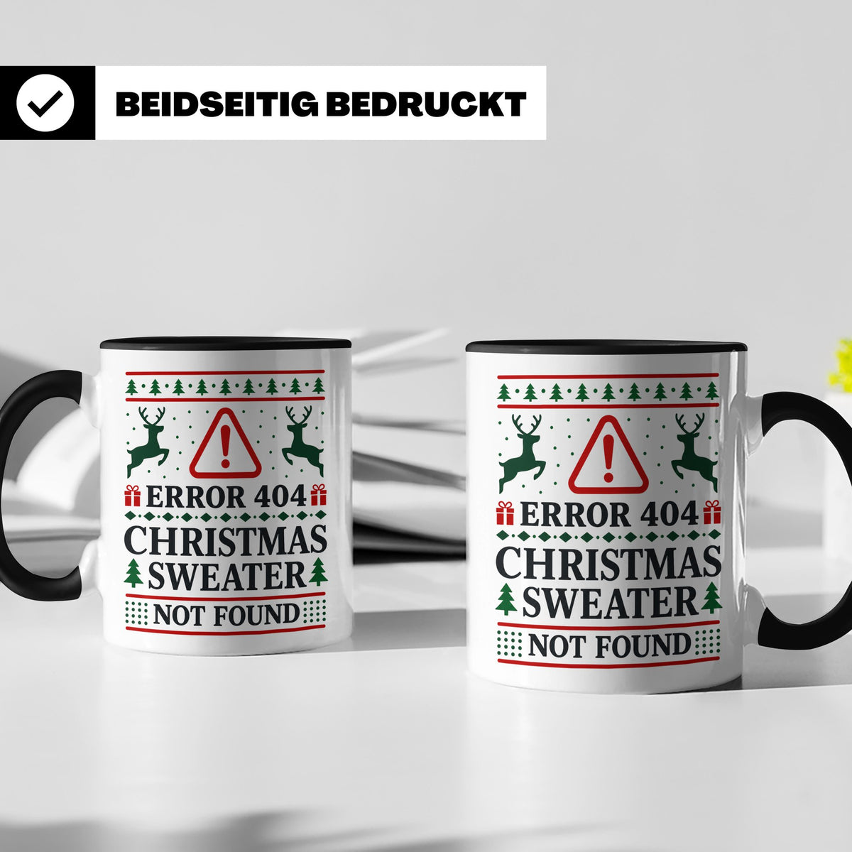 Error 404 Tasse Ugly Christmas Sweater Design für Programmie – Schwarz [farbe:schwarz]
