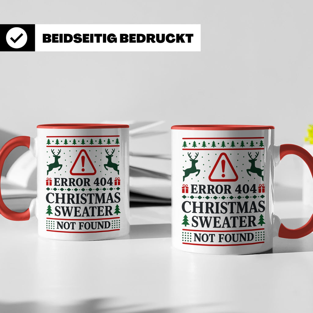 Error 404 Tasse Ugly Christmas Sweater Design für Programmie – Rot [farbe:rot]