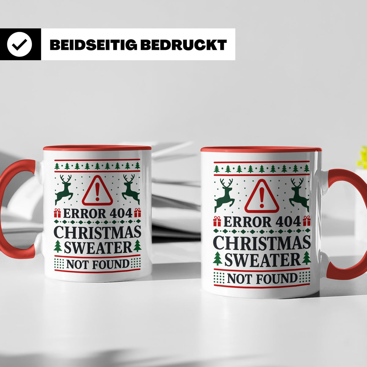 Error 404 Tasse Ugly Christmas Sweater Design für Programmie – Rot [farbe:rot]