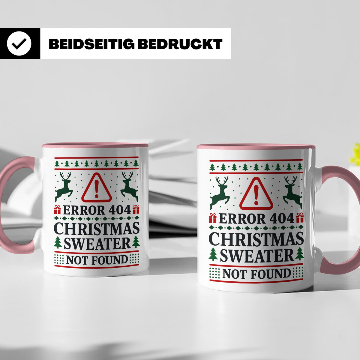 Error 404 Tasse Ugly Christmas Sweater Design für Programmie – Rosa [farbe:rosa]
