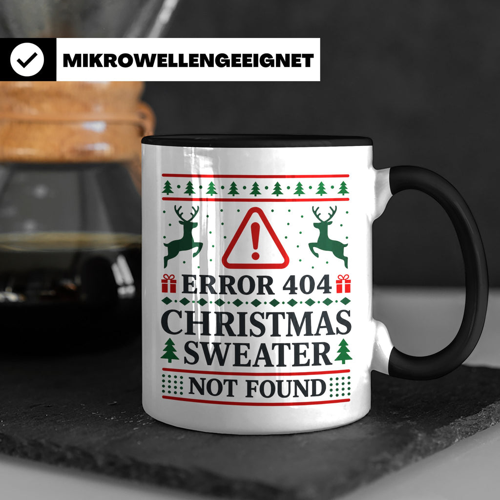 Error 404 Tasse Ugly Christmas Sweater Design für Programmie – Schwarz [farbe:schwarz]