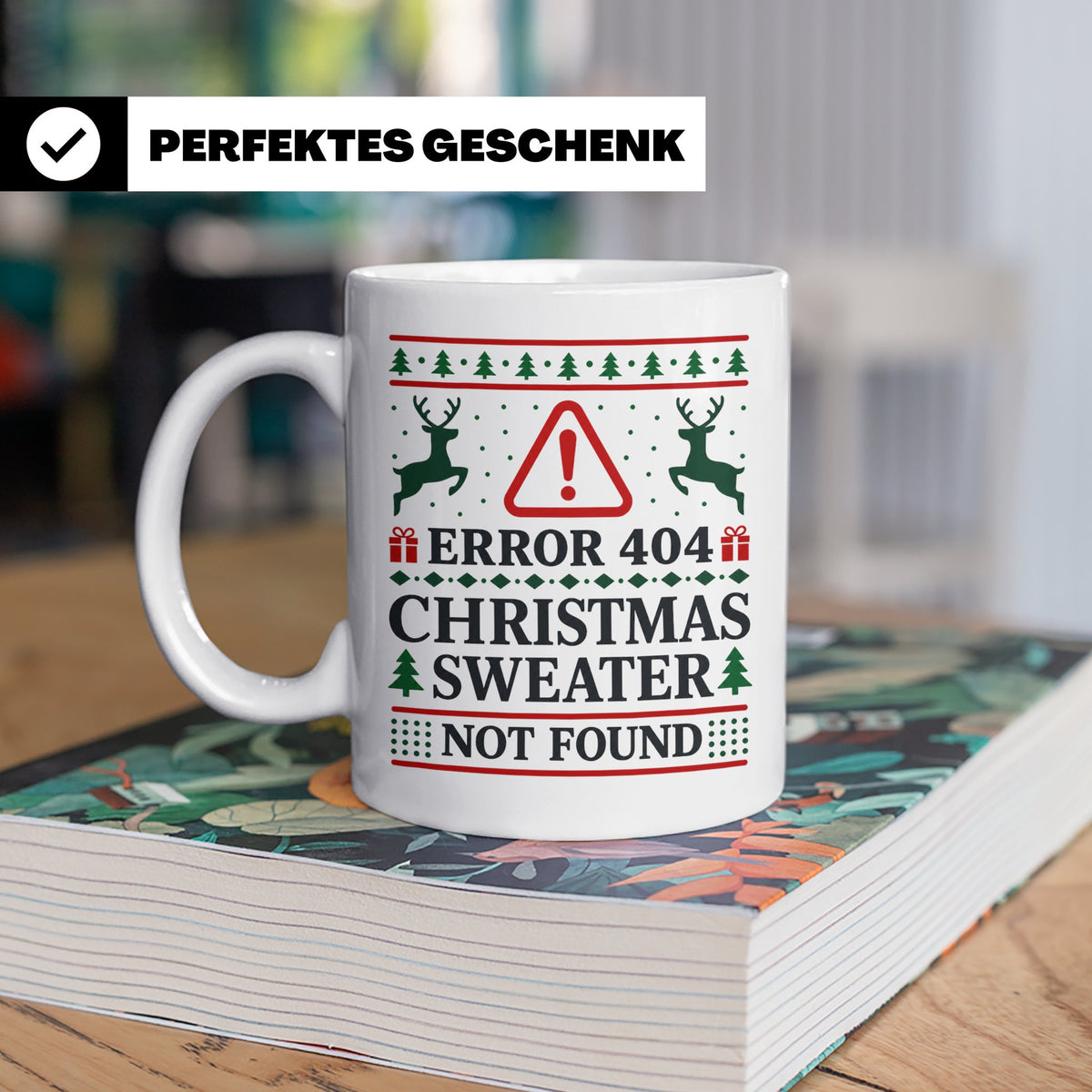 Error 404 Tasse Ugly Christmas Sweater Design für Programmie – Weiß [farbe:weiß]