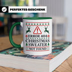 Error 404 Tasse Ugly Christmas Sweater Design für Programmie – Grün [farbe:grün]
