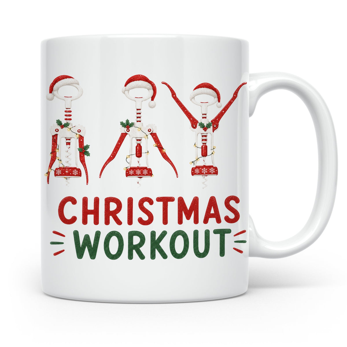 Lustige Weintasse Christmas Workout Korkenzieher Tasse für W – Weiß [farbe:weiß]