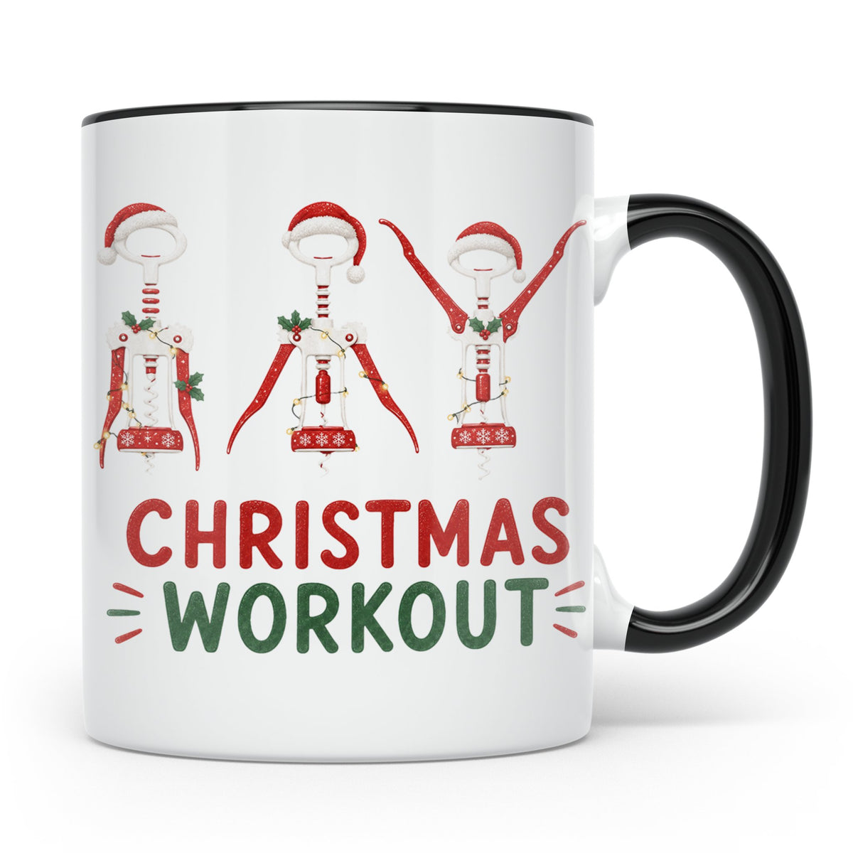 Lustige Weintasse Christmas Workout Korkenzieher Tasse für W – Schwarz [farbe:schwarz]