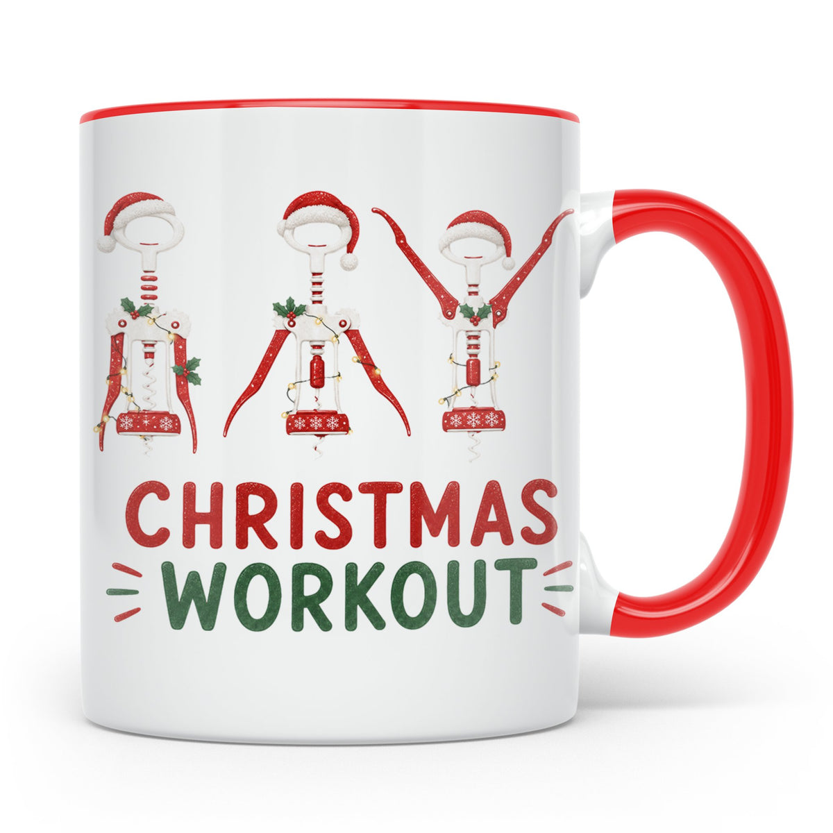 Lustige Weintasse Christmas Workout Korkenzieher Tasse für W – Rot [farbe:rot]