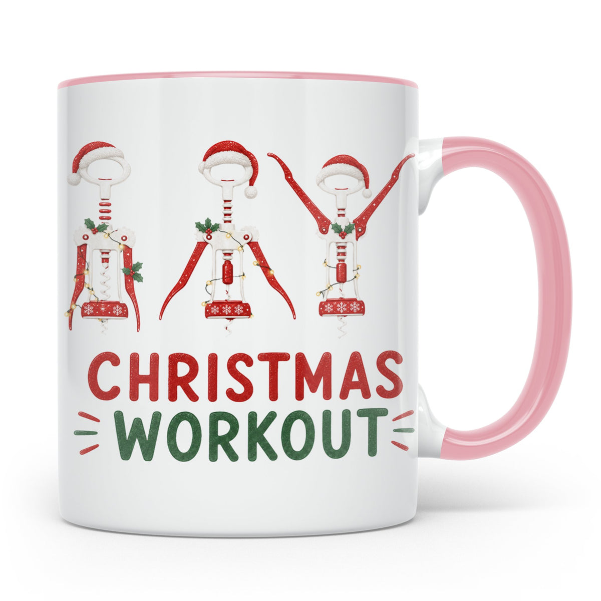 Lustige Weintasse Christmas Workout Korkenzieher Tasse für W – Rosa [farbe:rosa]