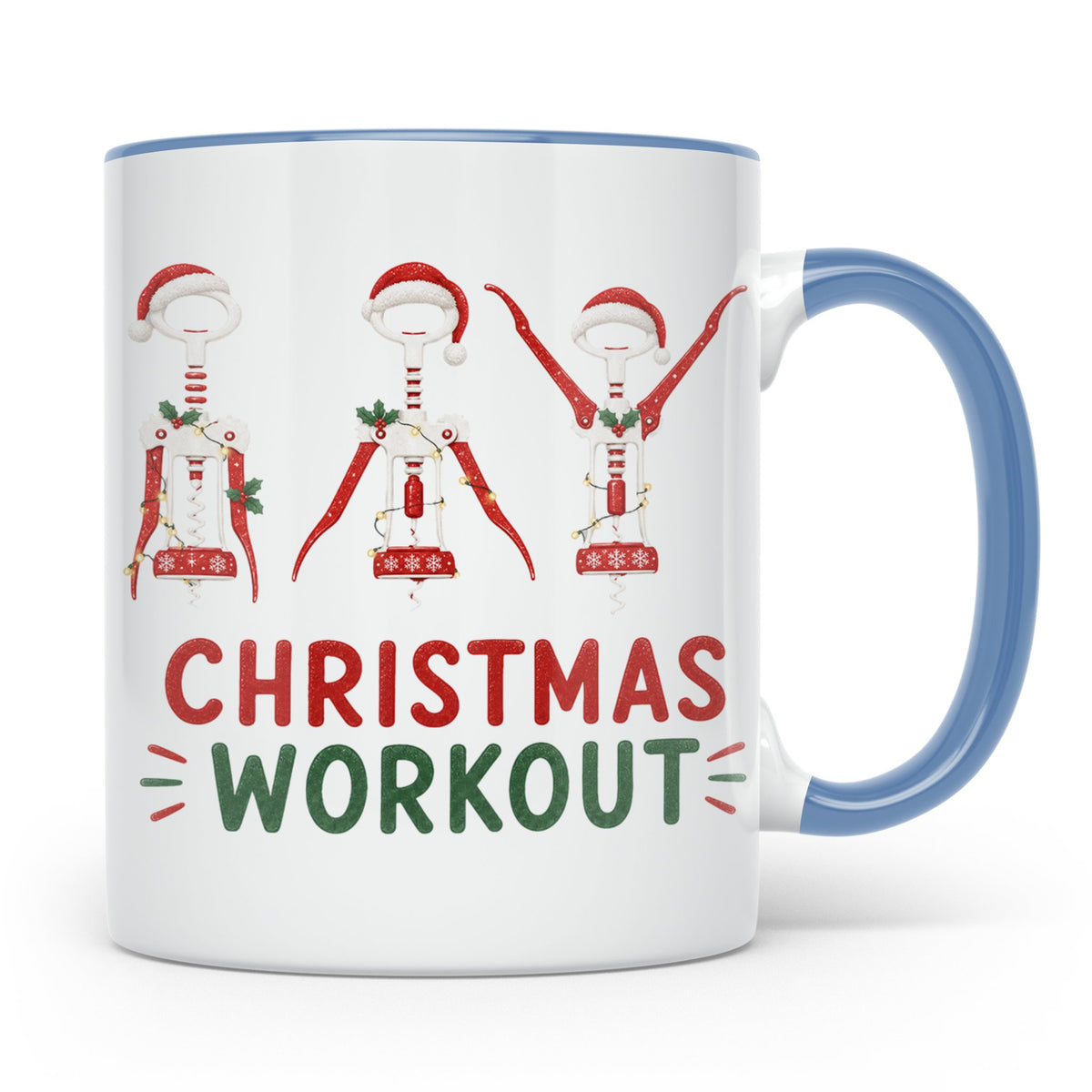 Lustige Weintasse Christmas Workout Korkenzieher Tasse für W – Blau [farbe:blau]