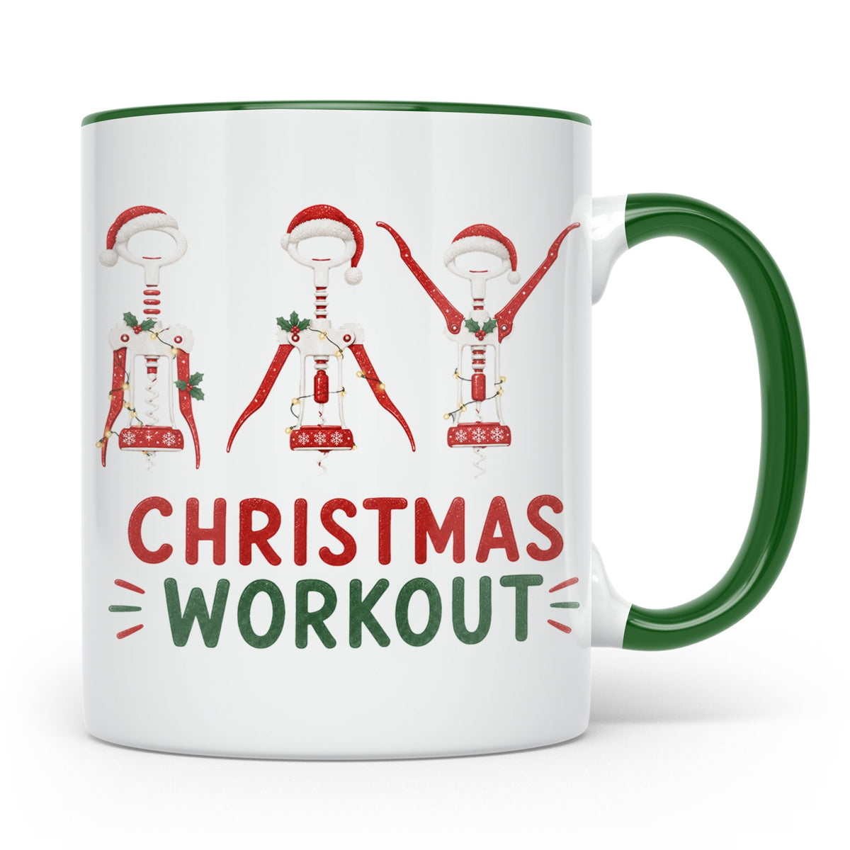 Lustige Weintasse Christmas Workout Korkenzieher Tasse für W – Grün [farbe:grün]