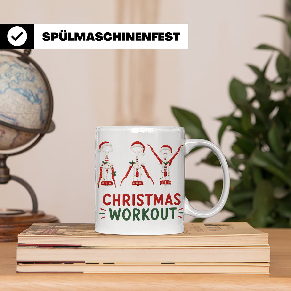 Lustige Weintasse Christmas Workout Korkenzieher Tasse für W – Weiß [farbe:weiß]