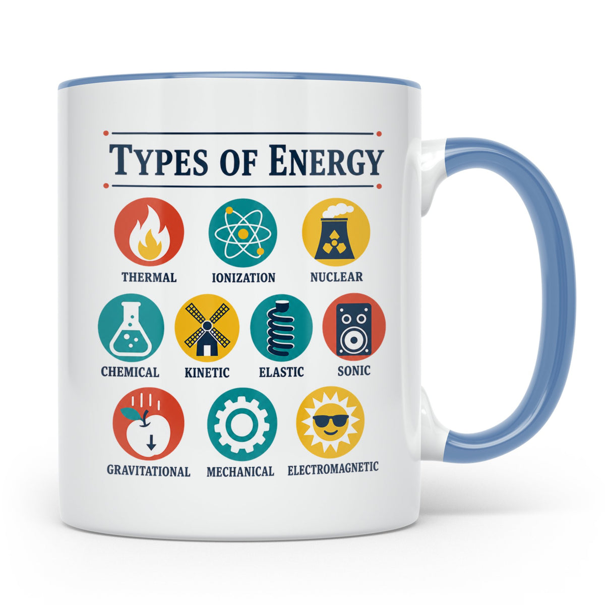 Physik Tasse Energieformen lustiges Wissenschaft Motiv MINT  – Blau [farbe:blau]