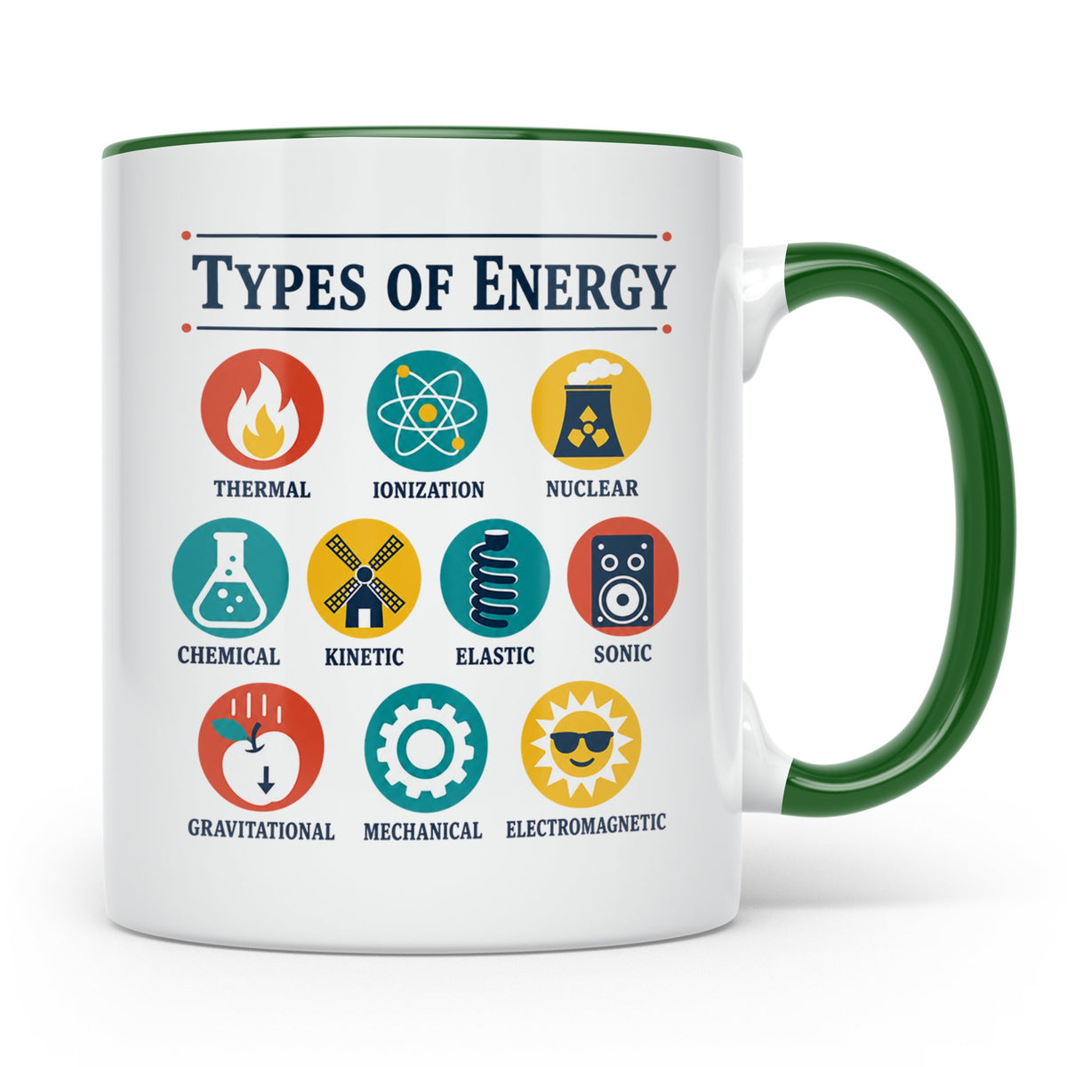 Physik Tasse Energieformen lustiges Wissenschaft Motiv MINT  – Grün [farbe:grün]