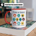 Physik Tasse Energieformen lustiges Wissenschaft Motiv MINT  – Rot [farbe:rot]