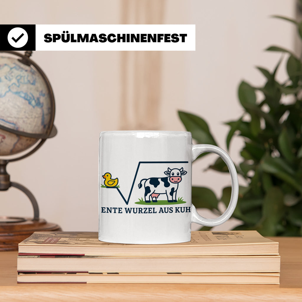 Ente Wurzel aus Kuh Tasse lustig für Mathematiker & Nerds |  – Weiß [farbe:weiß]