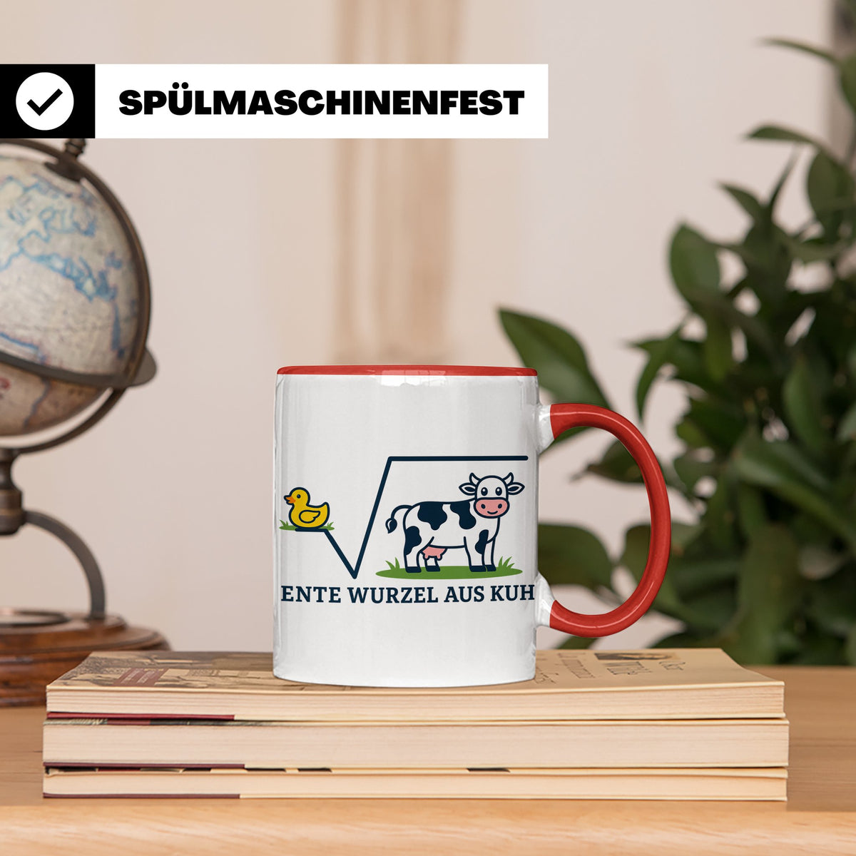 Ente Wurzel aus Kuh Tasse lustig für Mathematiker & Nerds |  – Rot [farbe:rot]