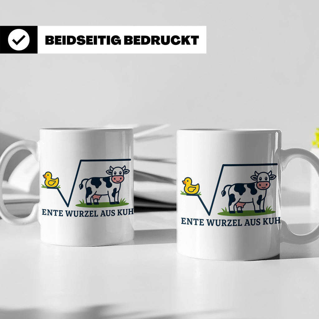 Ente Wurzel aus Kuh Tasse lustig für Mathematiker & Nerds |  – Weiß [farbe:weiß]
