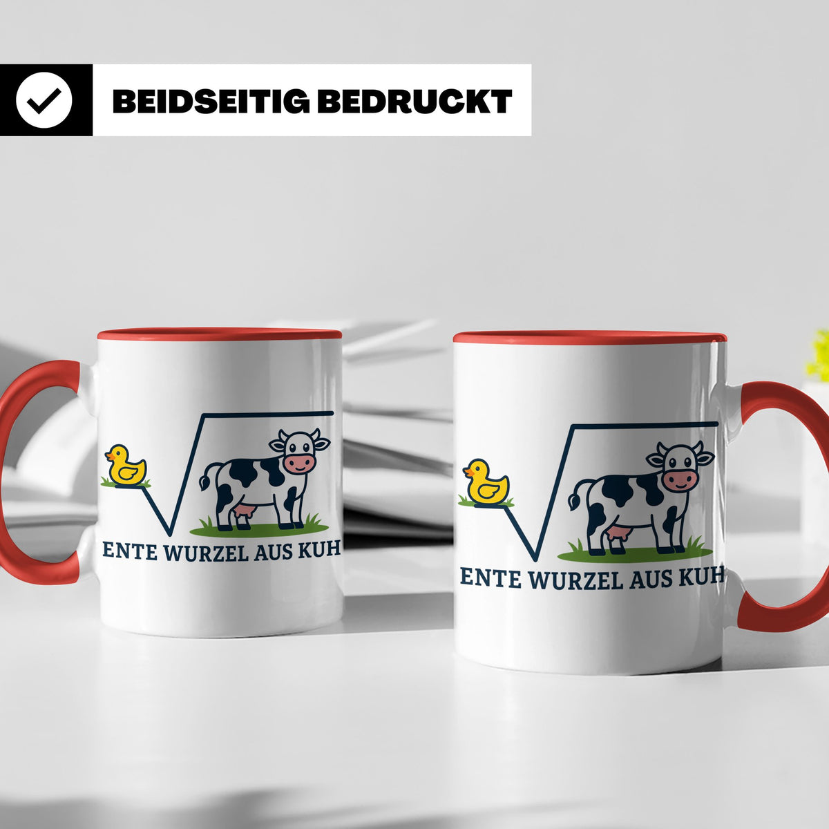 Ente Wurzel aus Kuh Tasse lustig für Mathematiker & Nerds |  – Rot [farbe:rot]