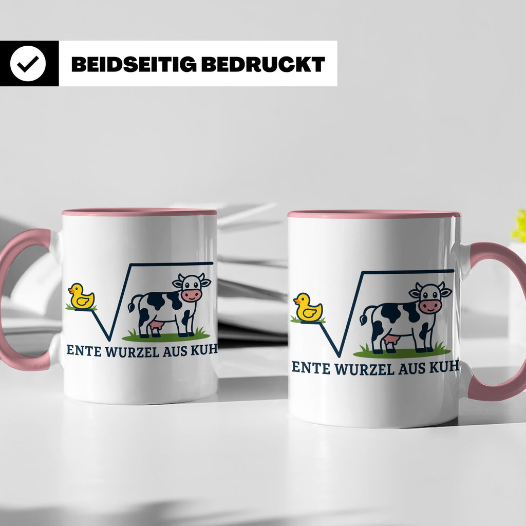 Ente Wurzel aus Kuh Tasse lustig für Mathematiker & Nerds |  – Rosa [farbe:rosa]