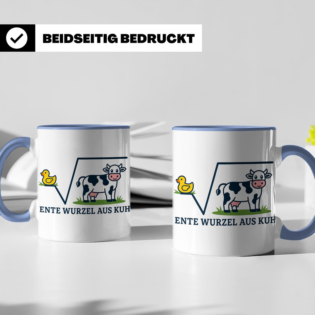 Ente Wurzel aus Kuh Tasse lustig für Mathematiker & Nerds |  – Blau [farbe:blau]
