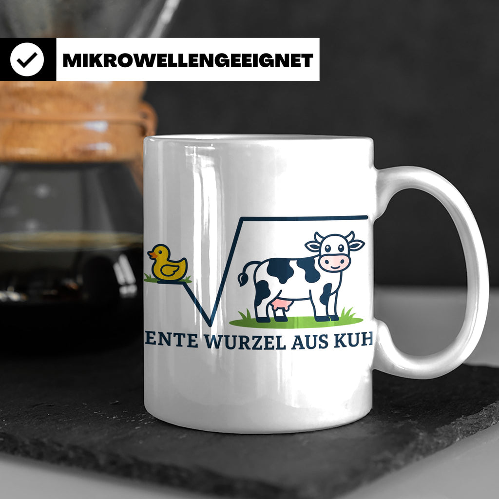 Ente Wurzel aus Kuh Tasse lustig für Mathematiker & Nerds |  – Weiß [farbe:weiß]