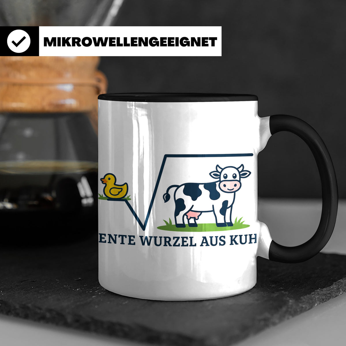 Ente Wurzel aus Kuh Tasse lustig für Mathematiker & Nerds |  – Schwarz [farbe:schwarz]