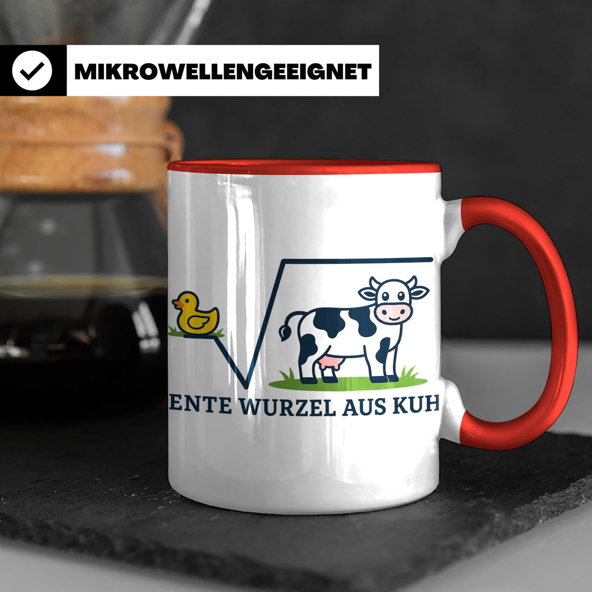 Ente Wurzel aus Kuh Tasse lustig für Mathematiker & Nerds |  – Rot [farbe:rot]