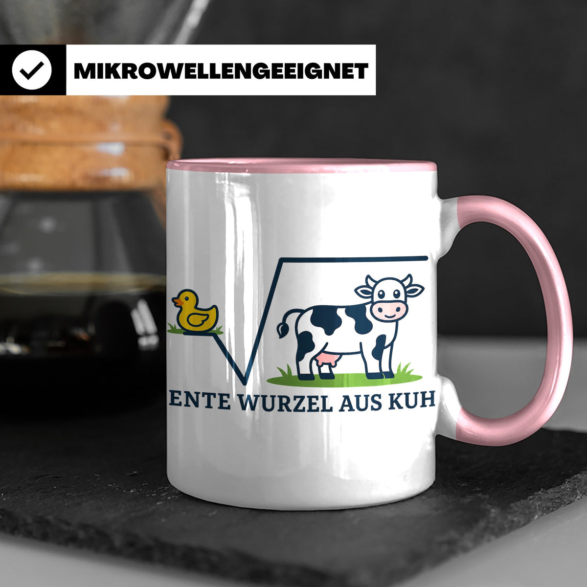Ente Wurzel aus Kuh Tasse lustig für Mathematiker & Nerds |  – Rosa [farbe:rosa]
