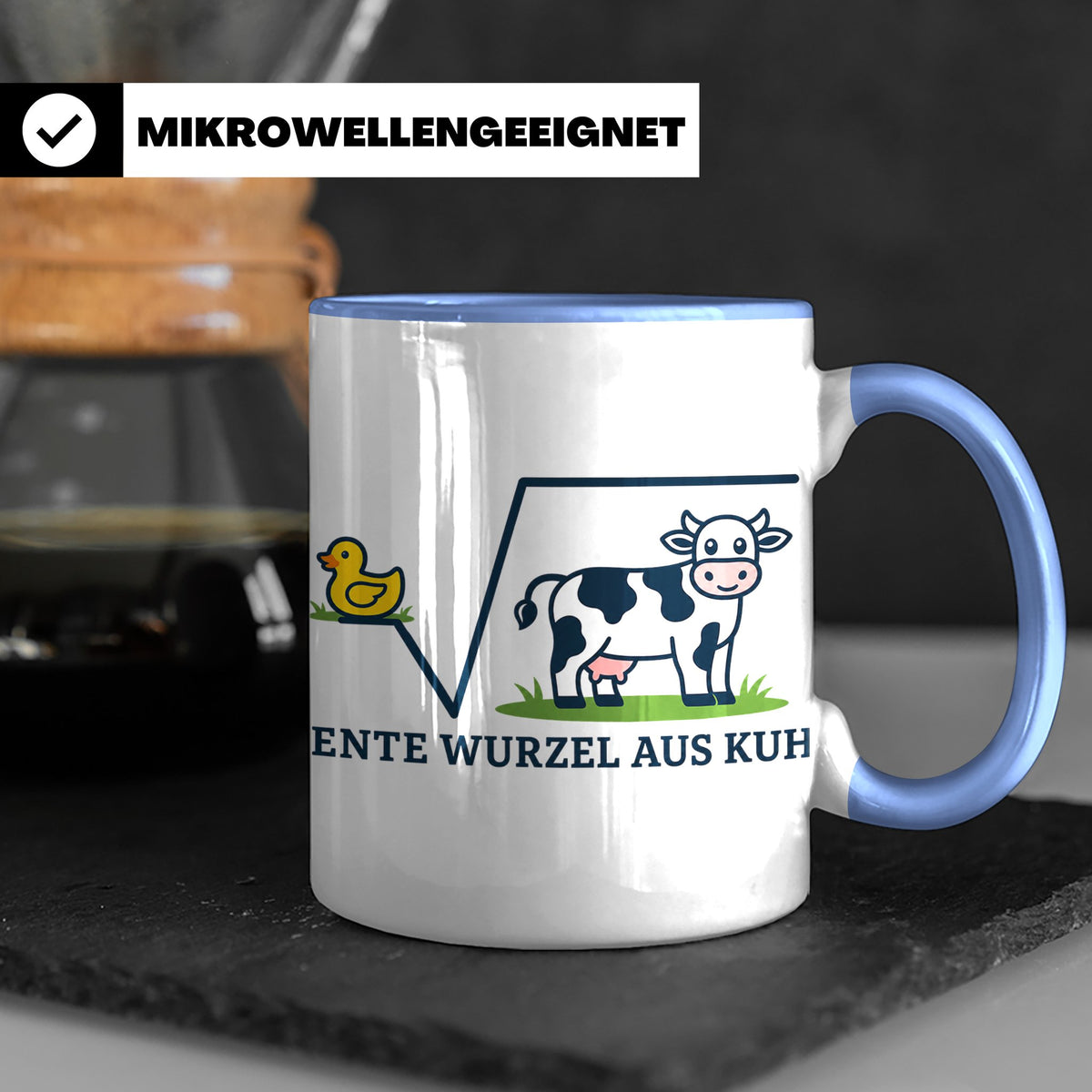 Ente Wurzel aus Kuh Tasse lustig für Mathematiker & Nerds |  – Blau [farbe:blau]