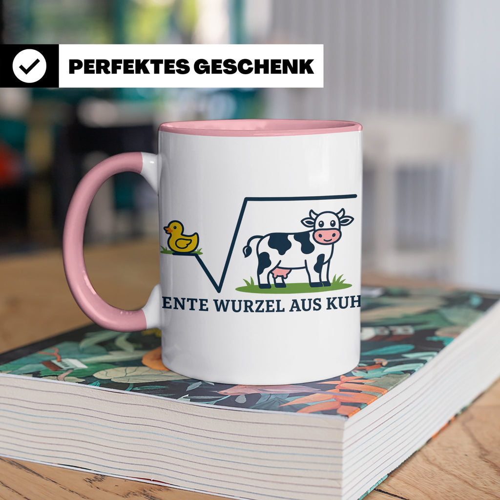 Ente Wurzel aus Kuh Tasse lustig für Mathematiker & Nerds |  – Rosa [farbe:rosa]