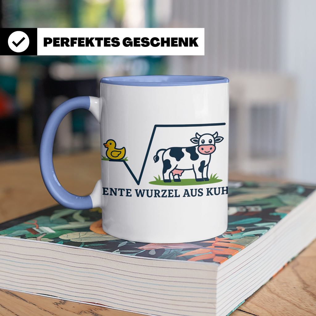 Ente Wurzel aus Kuh Tasse lustig für Mathematiker & Nerds |  – Blau [farbe:blau]