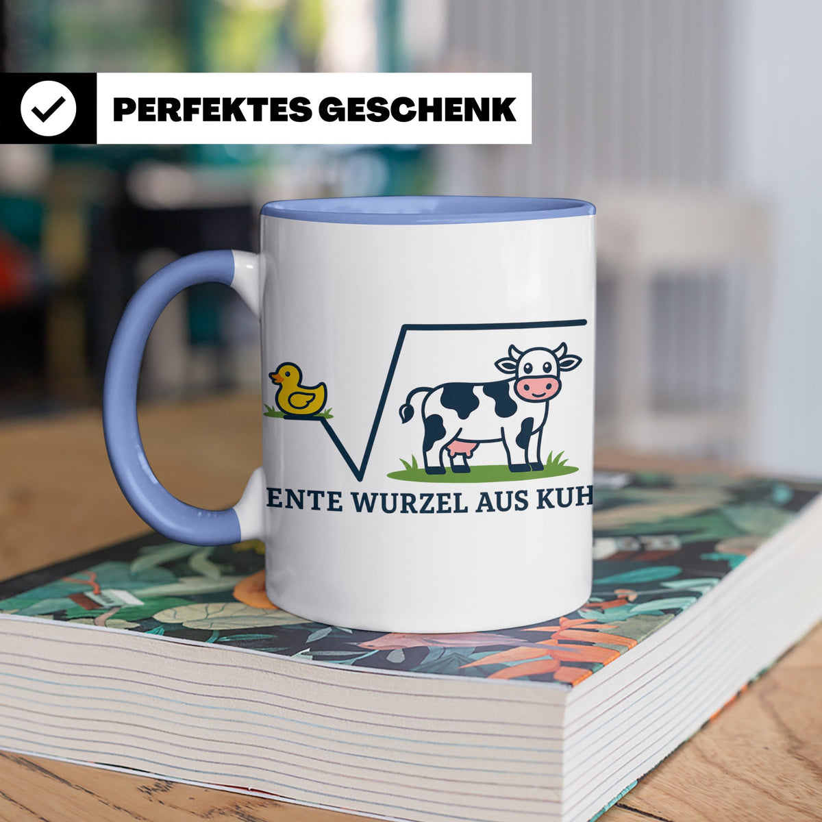 Ente Wurzel aus Kuh Tasse lustig für Mathematiker & Nerds |  – Blau [farbe:blau]