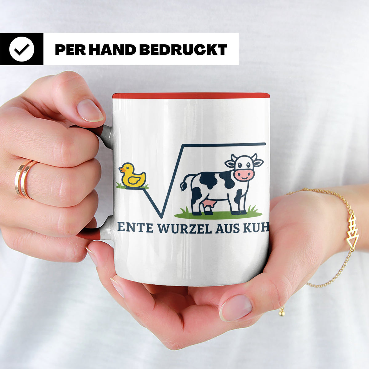 Ente Wurzel aus Kuh Tasse lustig für Mathematiker & Nerds |  – Rot [farbe:rot]