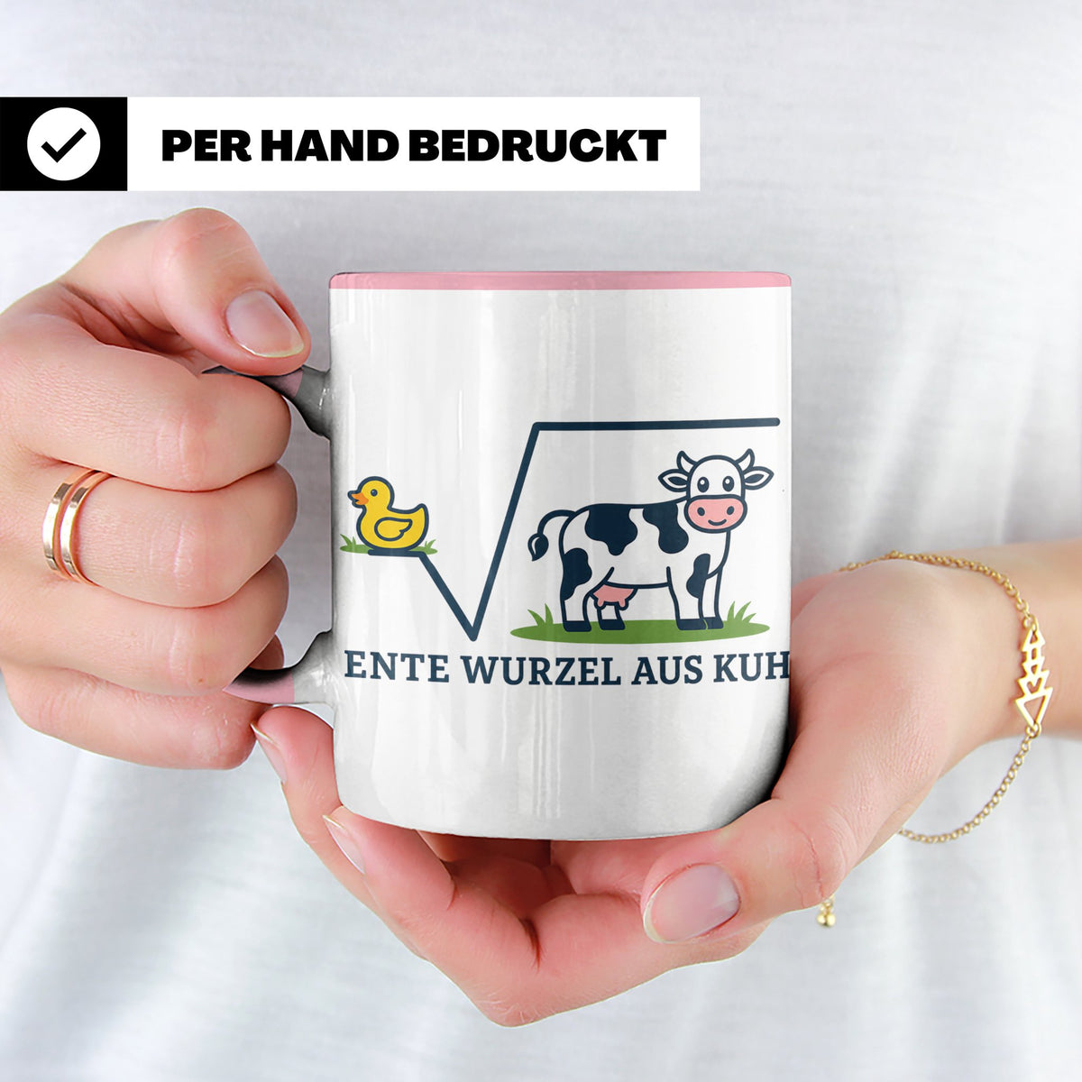 Ente Wurzel aus Kuh Tasse lustig für Mathematiker & Nerds |  – Rosa [farbe:rosa]