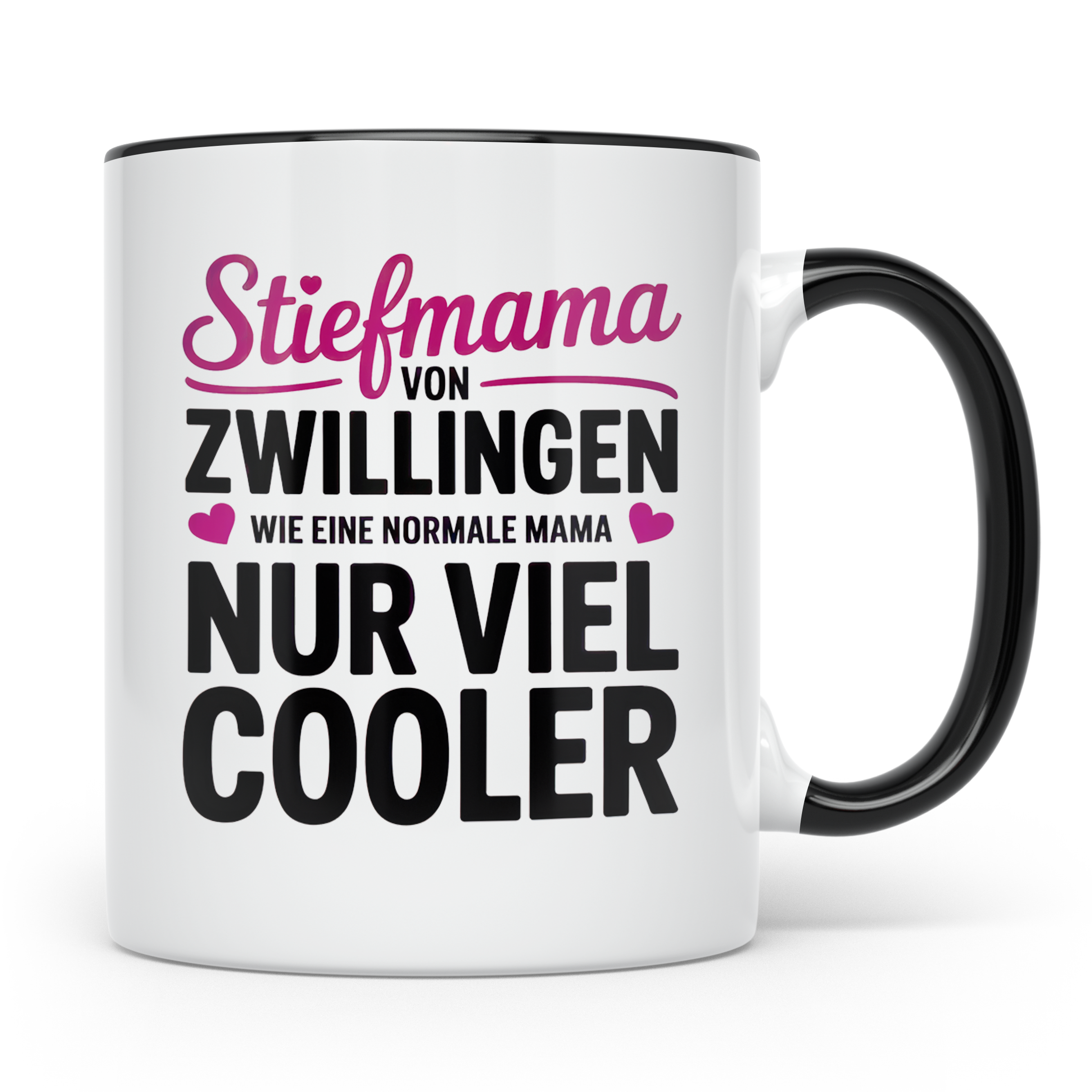Stiefmama Zwillinge Tasse - Viel Cooler Spruch Geschenkidee  – Schwarz [farbe:schwarz]