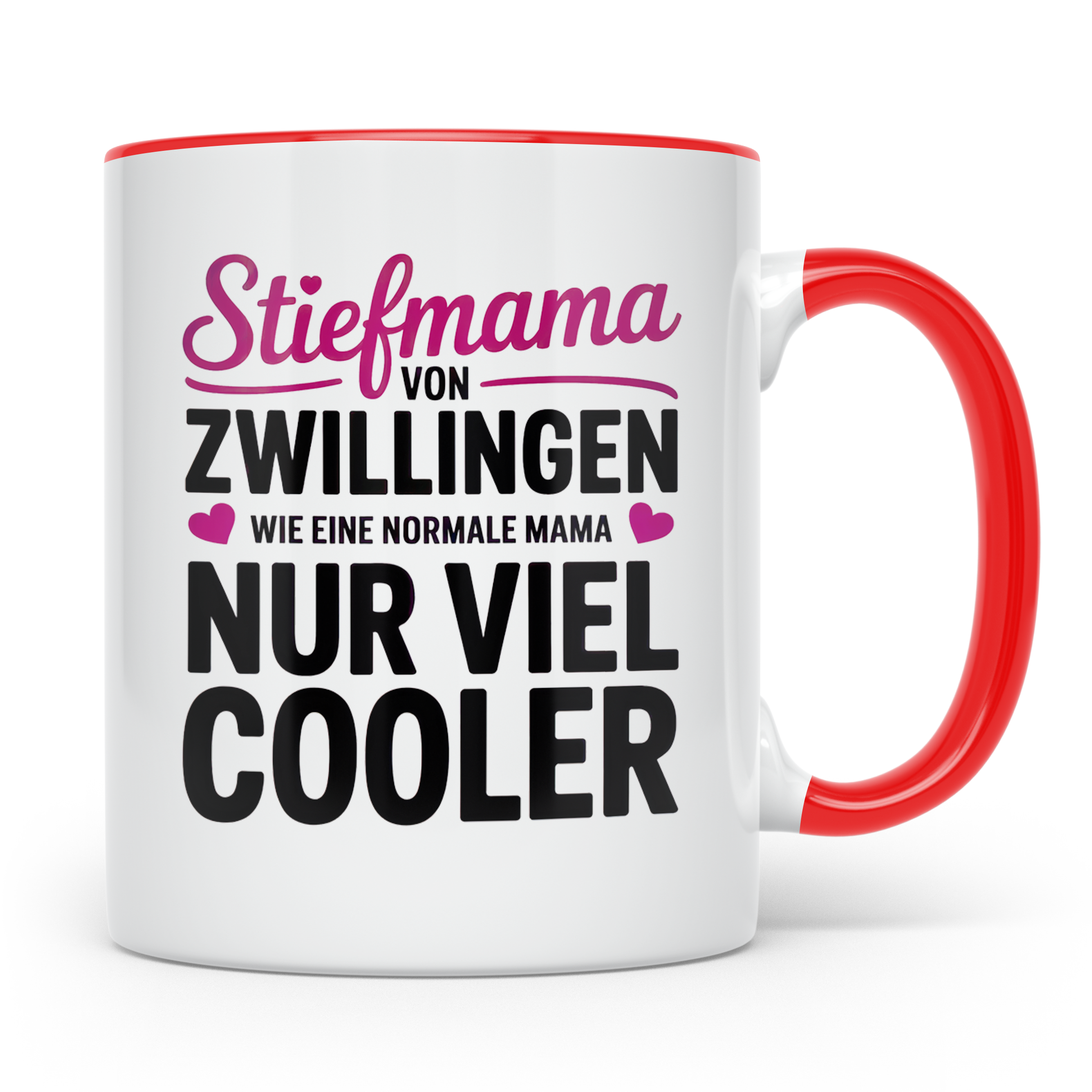 Stiefmama Zwillinge Tasse - Viel Cooler Spruch Geschenkidee  – Rot [farbe:rot]