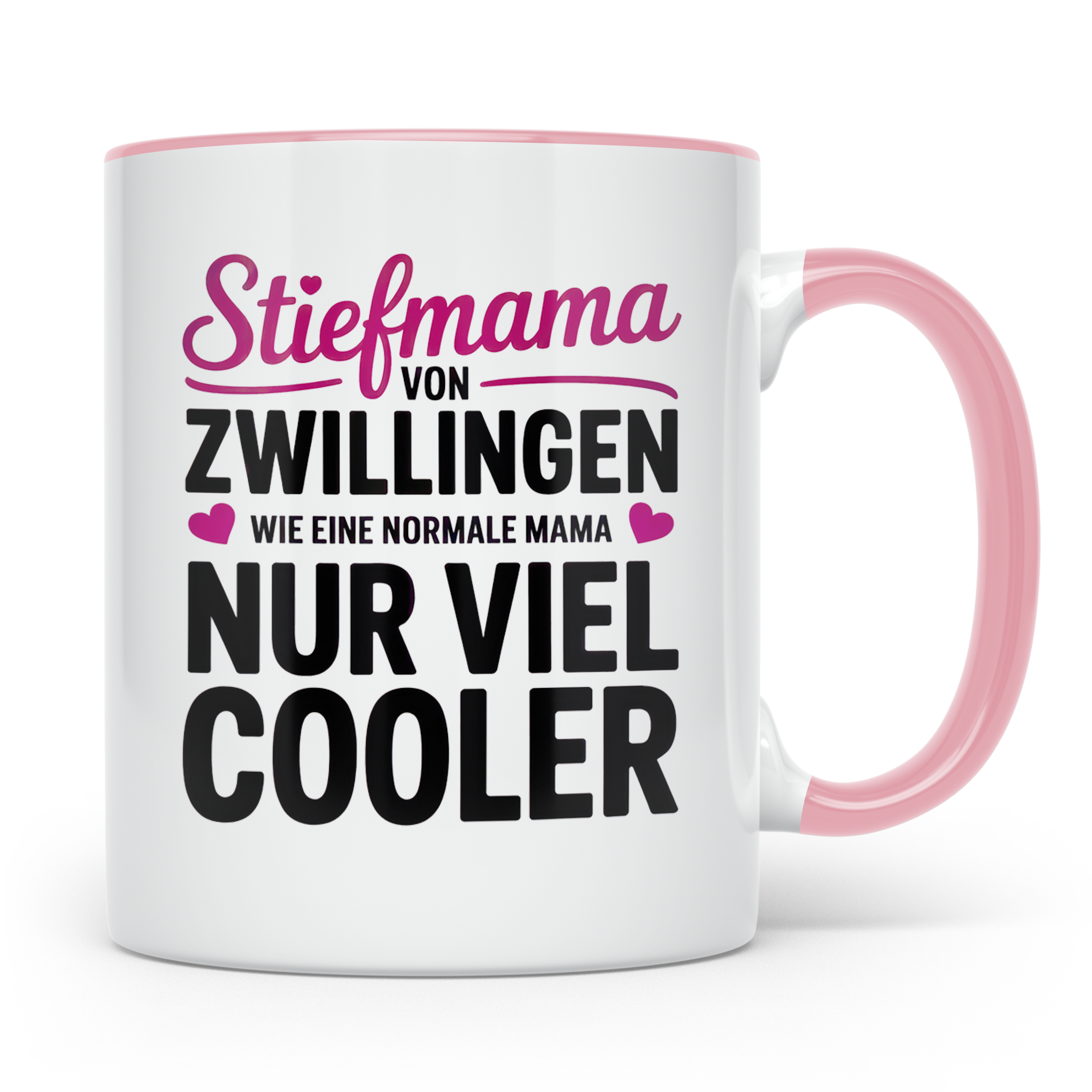 Stiefmama Zwillinge Tasse - Viel Cooler Spruch Geschenkidee  – Rosa [farbe:rosa]
