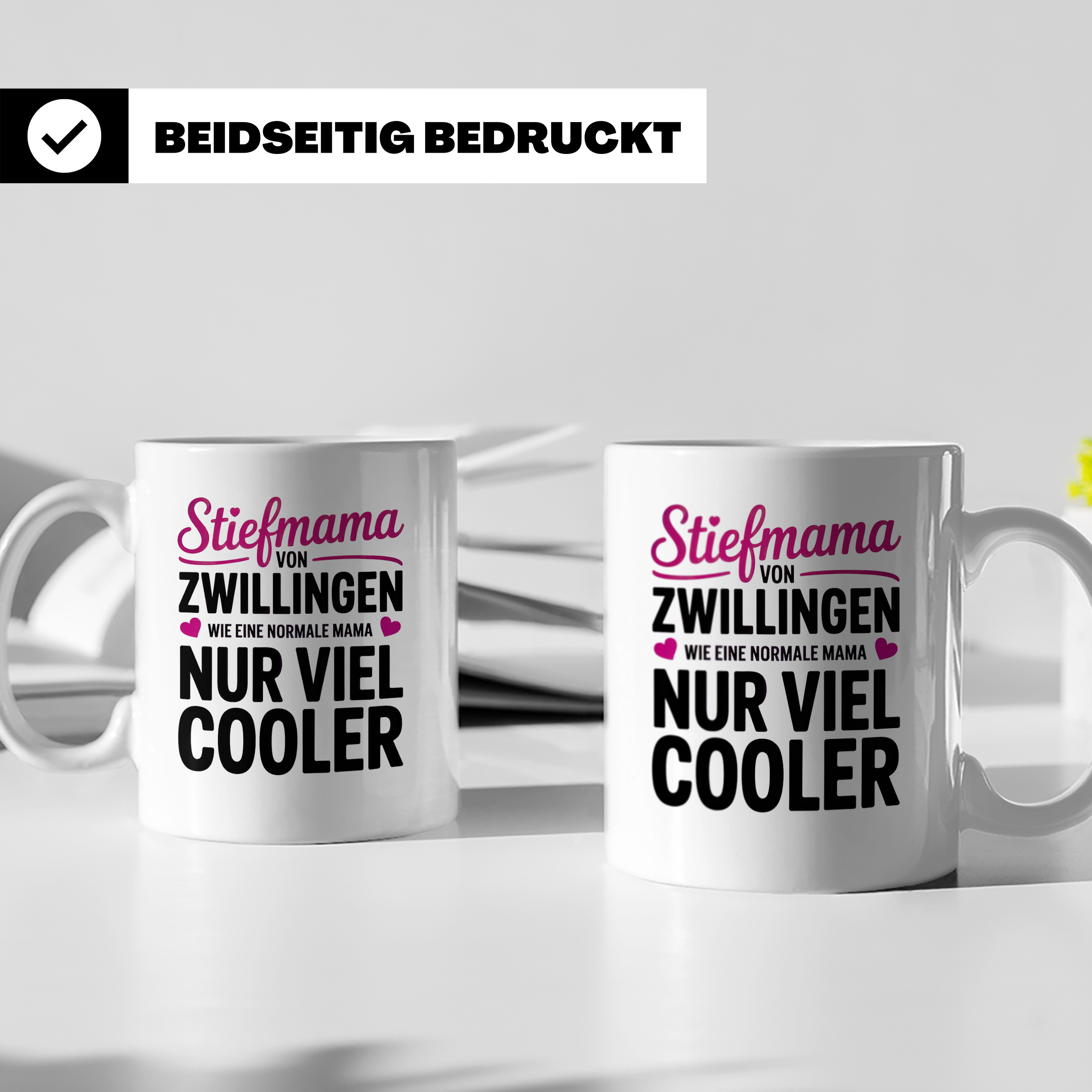 Stiefmama Zwillinge Tasse - Viel Cooler Spruch Geschenkidee  – Weiß [farbe:weiß]
