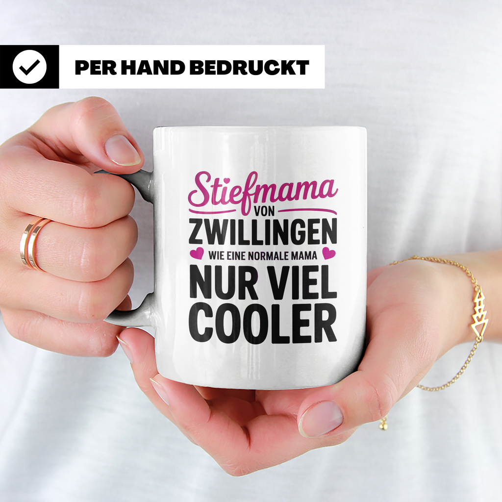 Stiefmama Zwillinge Tasse - Viel Cooler Spruch Geschenkidee  – Weiß [farbe:weiß]