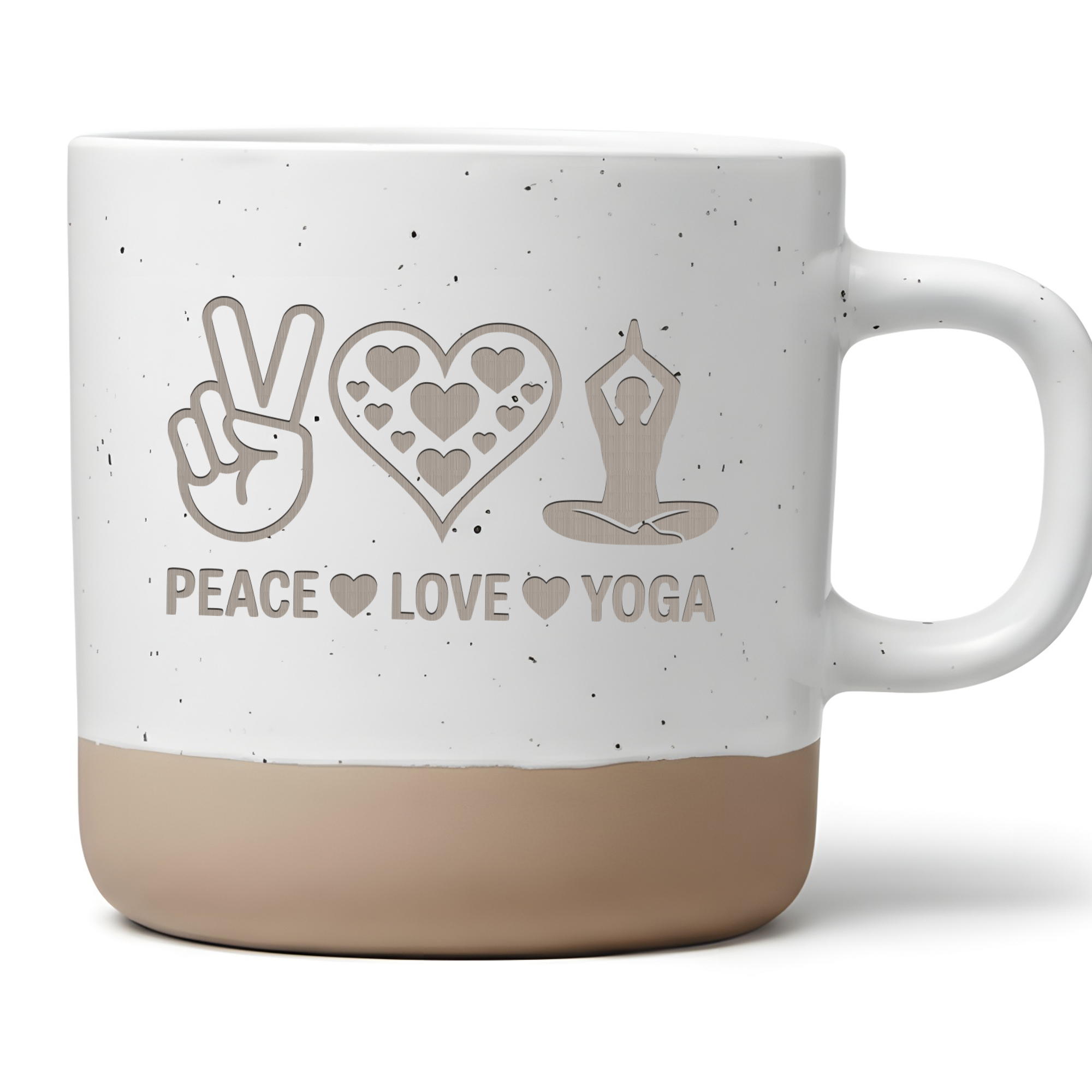 Yoga Tasse Peace Love Yoga Kaffeetasse Namaste Geschenk für Yogis Meditationsbecher Achtsamkeit Spirituell Keramiktasse Wellness Motiv Herz