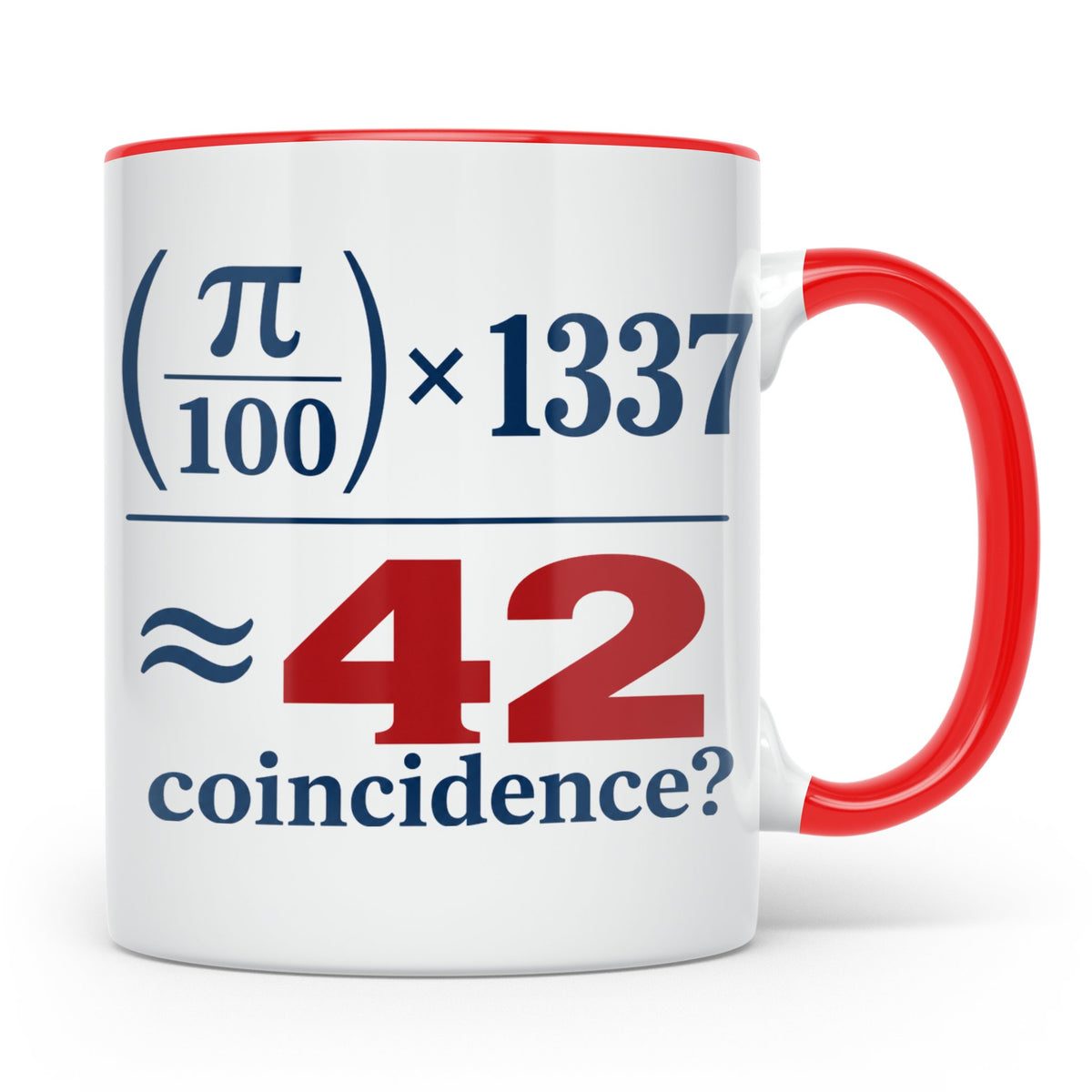 42 Tasse Die Antwort auf Alles, lustige Mathe Formel mit Pi  – Rot [farbe:rot]