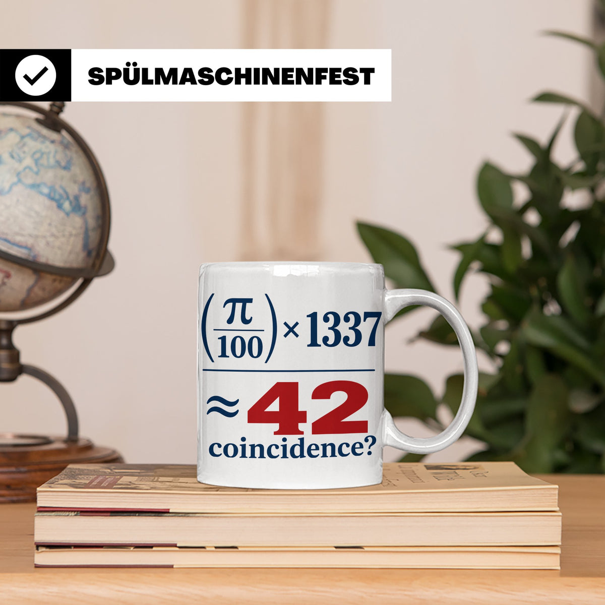 42 Tasse Die Antwort auf Alles, lustige Mathe Formel mit Pi  – Weiß [farbe:weiß]