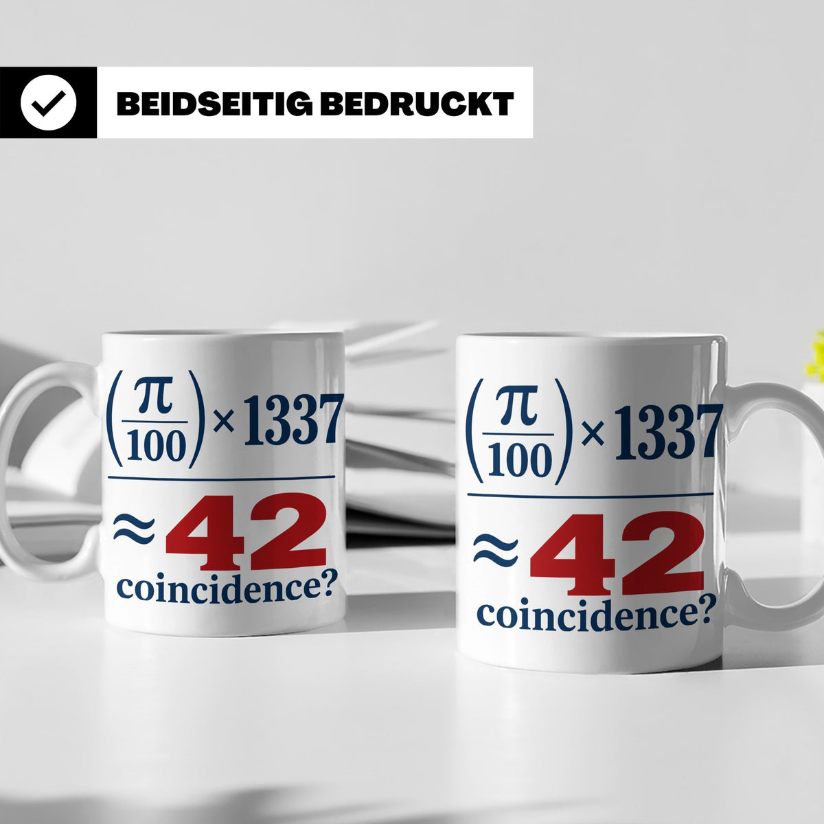 42 Tasse Die Antwort auf Alles, lustige Mathe Formel mit Pi  – Weiß [farbe:weiß]