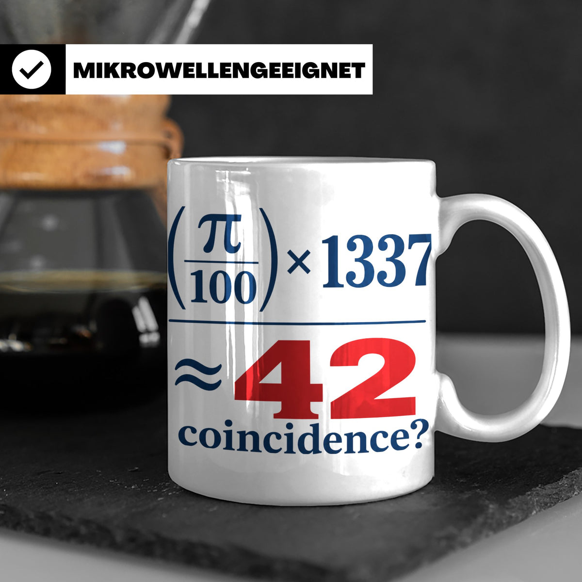 42 Tasse Die Antwort auf Alles, lustige Mathe Formel mit Pi  – Weiß [farbe:weiß]