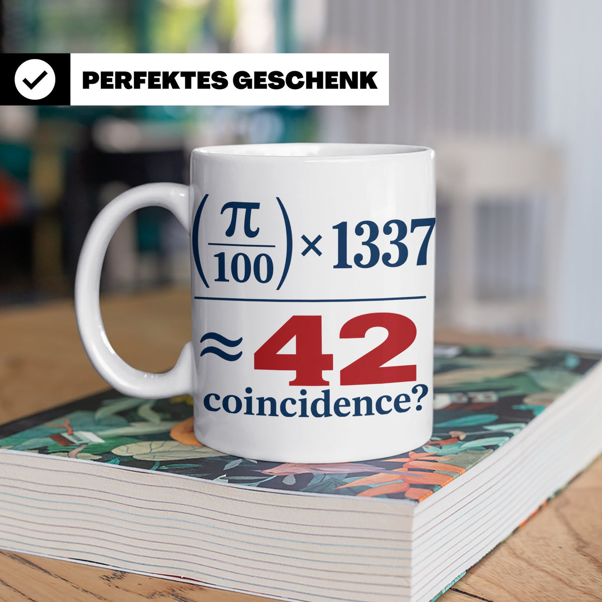 42 Tasse Die Antwort auf Alles, lustige Mathe Formel mit Pi  – Weiß [farbe:weiß]