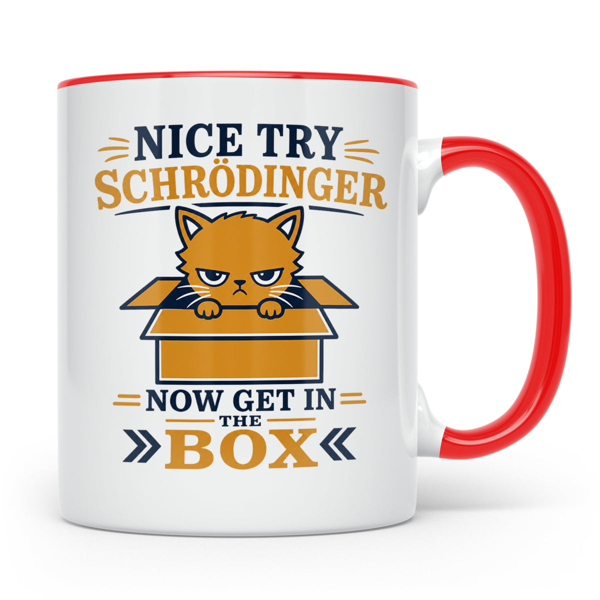 Schrödingers Katze Tasse lustig mit Spruch, Geschenk für Phy – Rot [farbe:rot]